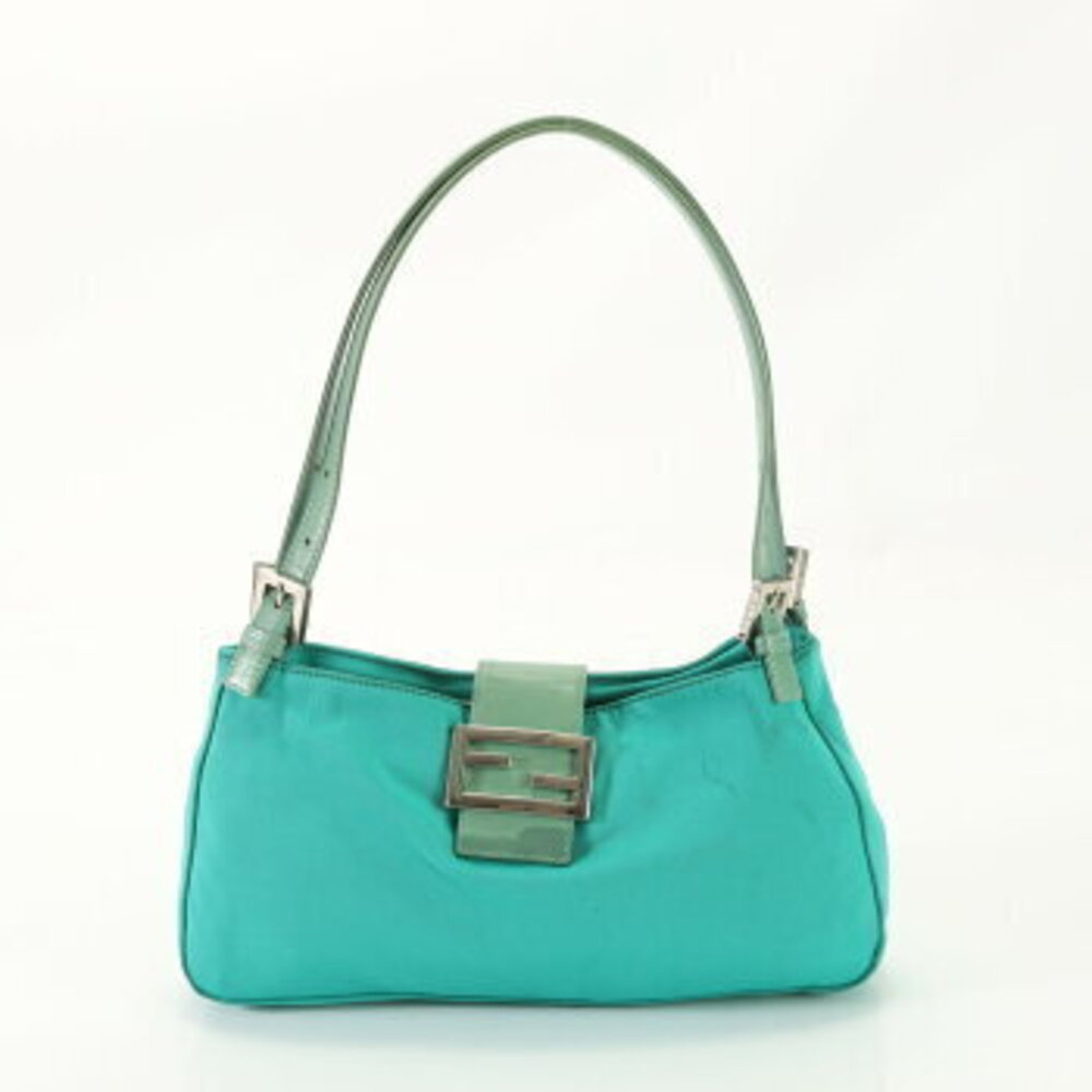 Fendi Mamma Bucket shoulder bag FF tote handbag green leather
